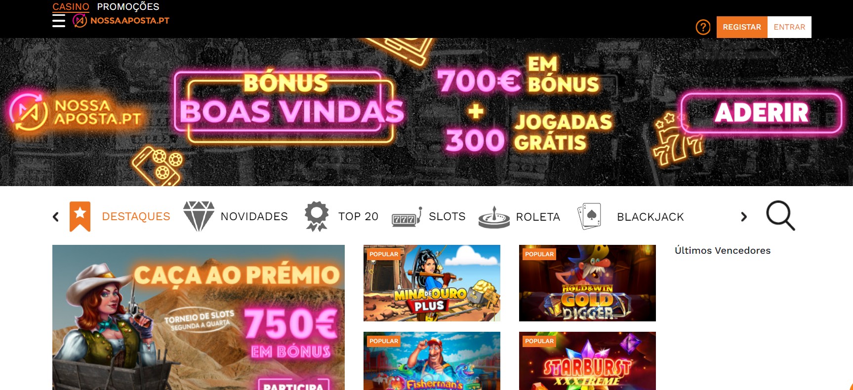 Nossa aposta main page