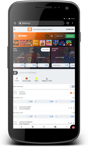 Betano aplicação móvel - main page