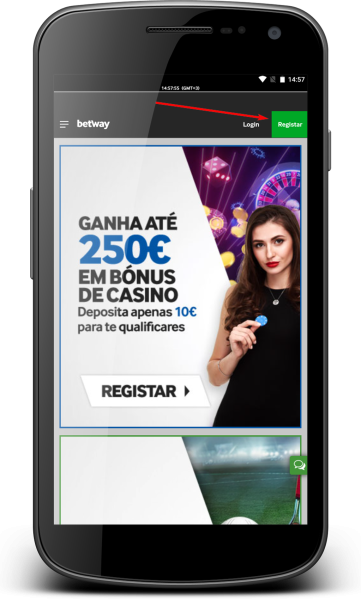 prima "registar" na aplicação móvel