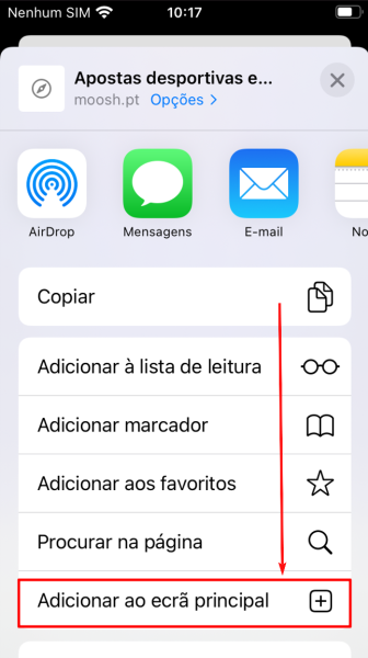 Adicionar ao ecrã principal
